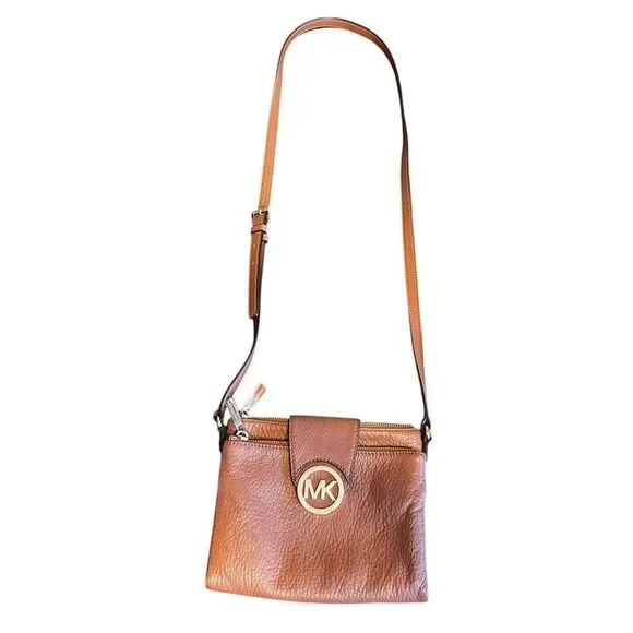 Michael Kors Fulton Brown Leather Small flap Crossbody Purse wallet - Picture 9 of 9